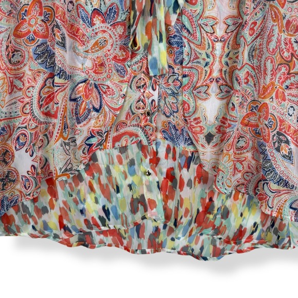 Womens Chiffon Paisley Sleeveless Top Size Small Boho Hippie Colorful Flowy - Picture 8 of 9